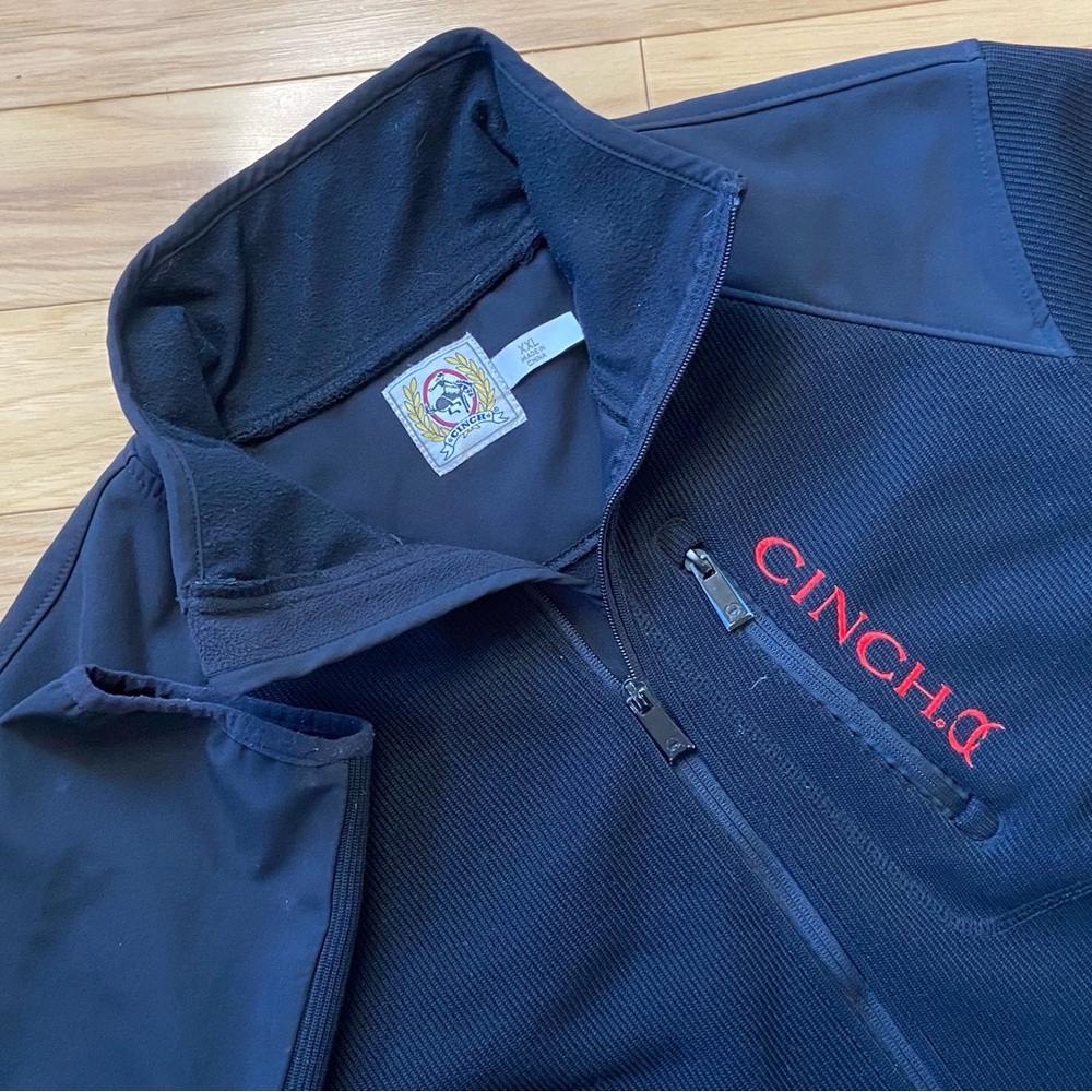 Cinch Soft Shell Jacket Men XXL Black Full Zip Waffle Knit Western Coat
